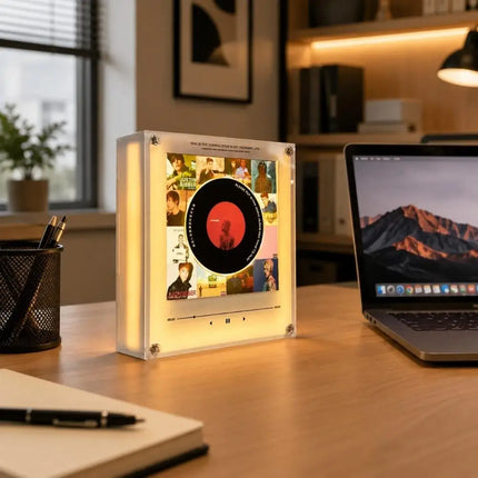 Mini NFC Music Player Disc Frame Acrylic Rotating Atmosphere Night Light Album Magnet