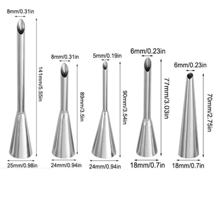 4Pcs Puff Pastry Piping Nozzle Set, Stainless Steel Decorating Tips for Cake Cupcake Cookie Cream Icing, Baking Tools for  Baker