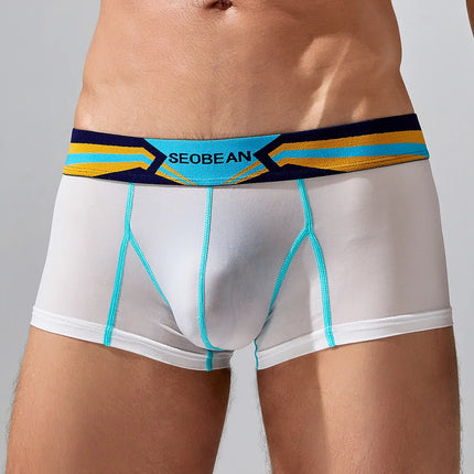 SEOBEAN Men's Sheer Boxer Briefs Nylon Low-Rise Underwear Lightweight Breathable Fashion Stylish Thin See-Through 230215 412114