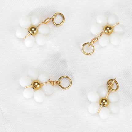 20pcs Stainless Steel Flower Imitation Pearl Beads Charms Pendants for Jewelry Making DIY Handmade Necklace Bracelet Accessories