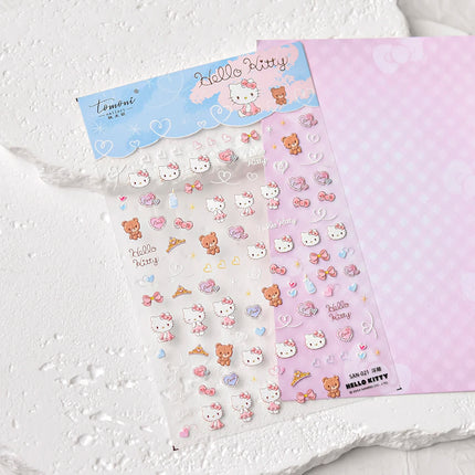 Embossed Sanrio Series Nail Stickers My Melody Hello Kitty Self-Adhesive Nail Parts Long-Lasting Colors Kuromi Nail Accessories