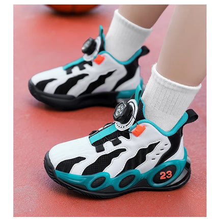 Fashion Basketball Shoes for Kids High-top PU Leather Sports Shoes Children Casual Shoes Boys Girls Comfortable Gym Trainers New