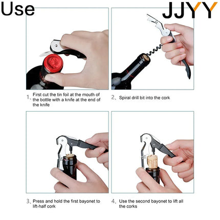 JJYY Stainless Steel Wine Opener Professional Waiters Corkscrew Beer Bottle Opener and Foil Cutter Gift for Wine Lovers