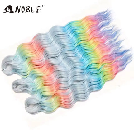 Noble Braiding Hair Extensions 24 Inch Synthetic Hair Water Wave Ombre Rainbow color Deep Wave Curl Twist Crochet Hair Extension