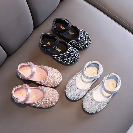 Autumn Girls Rhinestone Leather Shoes 2022 Spring Pearl Bow Princess Shoes Soft Children Baby Toddler Single Shoes G06