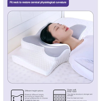 New Memory Foam Pillows Butterfly Shape Relaxing Cervical Slow Rebound Neck Pillow Pain Relief Sleeping Orthopedic Pillow Beding