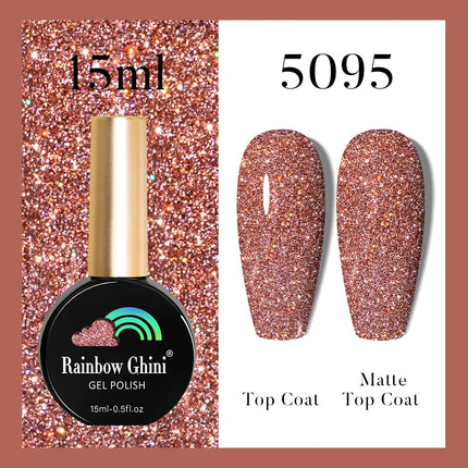 Rainbow Ghini 37Color Base Coat TPO/HEMA Free 15ml Fine Glitter Gel Polish For Manicure Nails Semipermanent Art Nail Supplies
