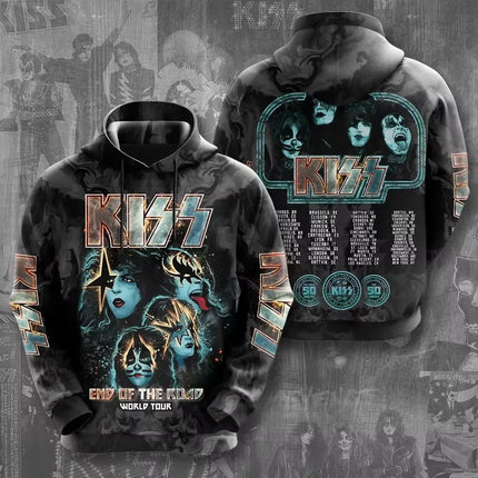 Vintage Kiss Band Graphic 3D Print Autumn/Winter Men Hoodies Casual Oversized Pullover Trend Hoodie Sweatshirt Men Clothing