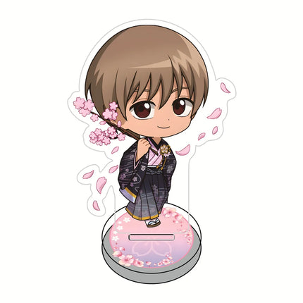 Gintama 10cm Blue Cherry Blossom Kimono Themed Acrylic Stand Figures keychain Anime Collectible Standee, Desk Decor Gift for Fan