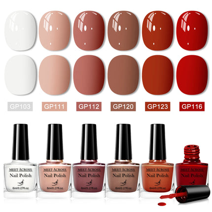 6pcs/set 8ml Water-Based Nail Polish Long Lasting Quick Drying No Lamp Cure Nail Supplies Vernis for Nails Manicure