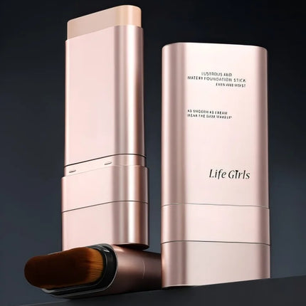 Life Girls Watery Double-Headed Foundation Stick with Brush, Natural Long-Lasting Flawless Makeup For Facial Concealer Cosmetics