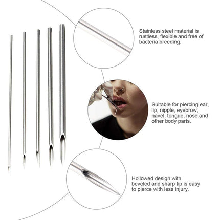 5-100PCS Body Piercing Needle 10G 12G 14G 16G 18G 20G Surgical Steel Sterile Disposable Ear Nose Navel Nipple Lip Piercing Tool