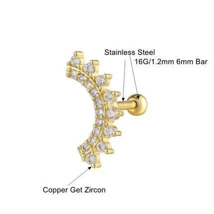 1pc Ear Cartilage Helix Earring 16G G23 Titanium Custom Barbell Screw Back Stud Earring Hypoallergenic Piercing Body Jewelry