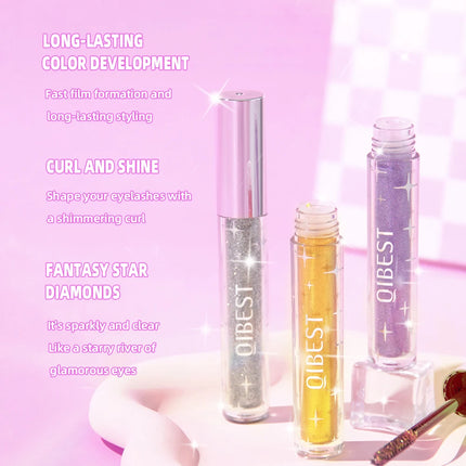 1 PC Diamond Mascara Shining Galaxy Sequins Sweat Proof Glitter Eyelashes Quick Dry Lasting Curling Thick Mascara Shimmer Makeup