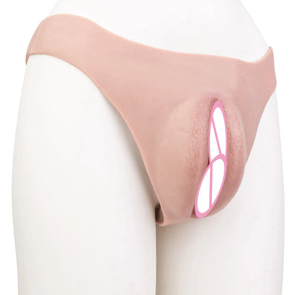 FAAK Silicone Crossdresser Thong Panty Camel Toe Hiding Gaff Shaping Brief Insertable Sexy Fake Pussy Vagina Underwear