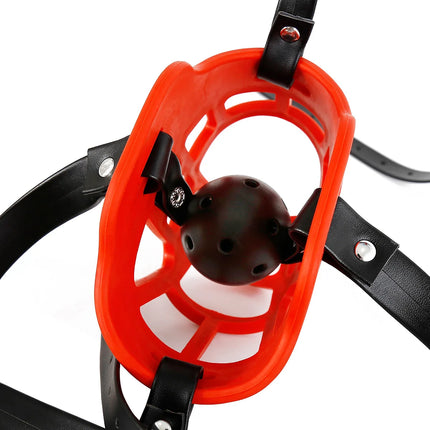 Half Face Slave Mask with Gag Ball Muzzle BDSM Bondage Restraint Fetish Mouth Gag Hood Sex Toys for Couples Adult Games Pet Play