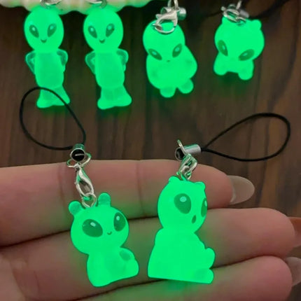 1-30pcs 2026 New Luminous Alien Mobile Phone Lanyard Backpack Keychains Pendants Cute and Glowing Creative Small Pendant