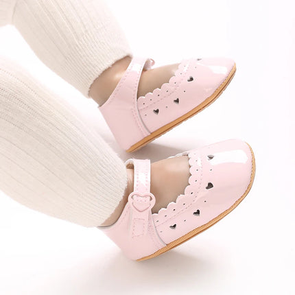 Solid Color Baby Girl Mary Jane Shoes With Soft Rubber Sole Anti Slip Spring And Autumn Princess Shoes Suitable For 0-18M Babies