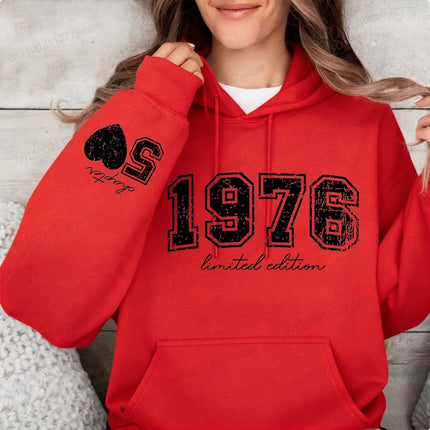 50th Birthday Men Hooded Hoodies Personalized Limited Edition 1976 Print Fashion Hoodie Sweatshirt Hip Hop Casual Unisex Clothes