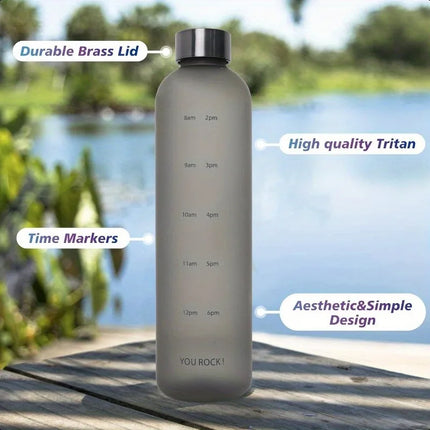 1L Water Bottles for Girls Kids Leakproof Gym Fitness Sports Bottle for Outdoor Travel, Camping Frosted Plastic Drinking Bottle
