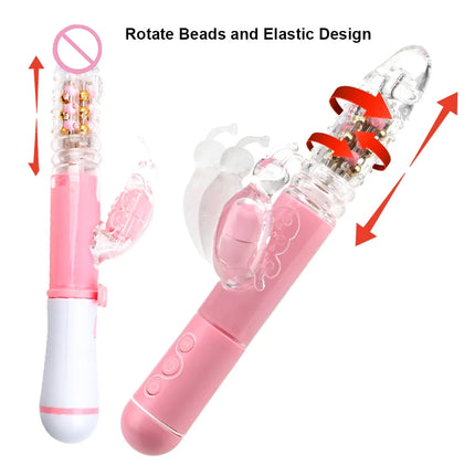 Erotic Butterfly Vibrators For Women Vaginal Clitoris Stimulator Anal Plug Rotate Stretch Fake Dildo Female Masturbator Sex Toys