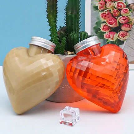 10Pcs 300ml Plastic Heart Shape Bottles For Drinks Storage Containers Drinking Water Bottles Plastic Water Bottle With Lids Caps