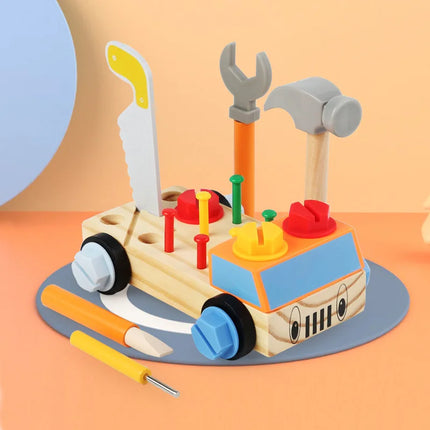 Kids Wooden Tool Bench Set with Repair Tools - Montessori Workbench, Construction & Educational Toy, Christmas Birthday Gifts