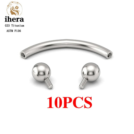 10PCS G23 Titanium Eyebrow Piercing Jewelry Nose Septum Piercing Ring C Rod 16G ASTM F136 Women Labret Lip Stud Wholesale
