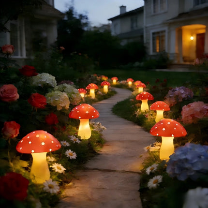 8/12/20 LED Solar Mushroom Stake Lights 8 Lighting Modes Outdoor Garden Path Lawn Decor for Easter Party Ambience