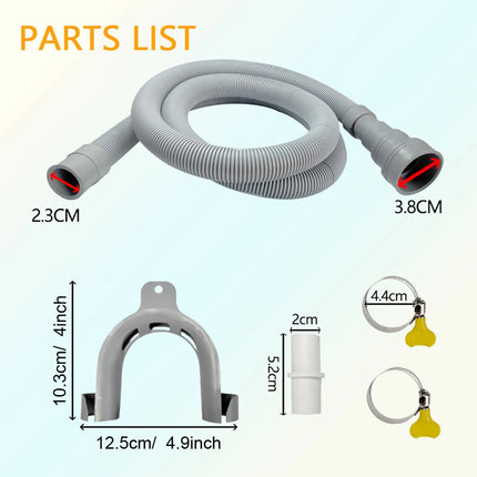 1pc Washing Machine And Dishwasher Drain Pipe Kit, Including Flexible Corrugated Pipe, Extension Adapter And Hose Clamp
