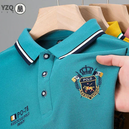 New Men's Business Casual Short Sleeved Shirt Embroidered Solid Color Polo Shirt Fashion Breathable Comfortable Versatile Top