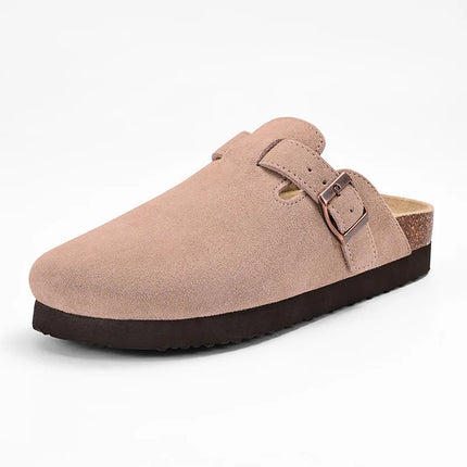 Litfun Suede Cork Clogs For Women Men Genuine Summer Clogs with Arch Support Cork Leather House Mules Shoes Thick Beach Sandals