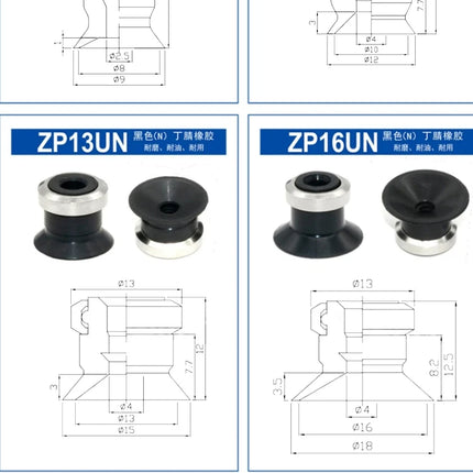 JXD ZP Series ZP02/04/06/08/10/13/16/20/25/32/40/50U Single Layer Silicone Mini Vacuum Suction Cup