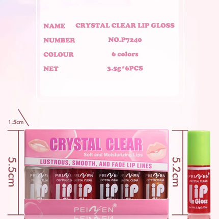 6PCS Moisturizing Lip Gloss Transparent Lip Oil Hydrating Lip Glaze Lip Plumper Hydrating Make Up Liquid Lipstick Lips Cosmetics