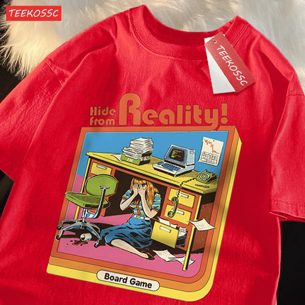 Hide From Reality Board Game Printing T Shirts Men Women Fashion Loose Cotton Tee Soft Summer Casual Oversized Tshirt Couple