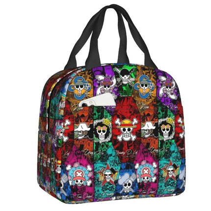 Custom One P-Pieces Insulated Lunch Bags for Women Skull Manga Portable Thermal Cooler Food Lunch Box Outdoor Camping Travel