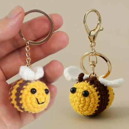 10/1PCS Crochet Bees DIY Handmade Knitted Keychain Keyring Crocheted Mini Bees Pendants Car Key Ring Handbag Charms Gifts