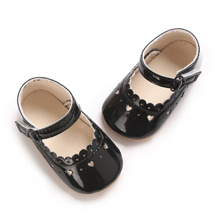 Solid Color Baby Girl Mary Jane Shoes With Soft Rubber Sole Anti Slip Spring And Autumn Princess Shoes Suitable For 0-18M Babies