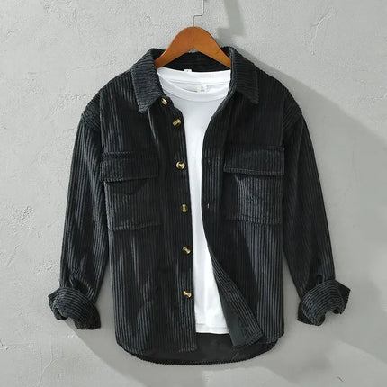 New Fashionable Corduroy Long Sleeve Men's Shirt Casual Loose-Fit Top Jacket High Quality Amazon Autumn/Winter Collection