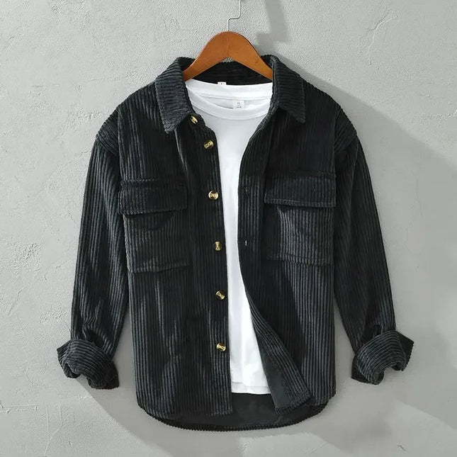 New Fashionable Corduroy Long Sleeve Men's Shirt Casual Loose-Fit Top Jacket High Quality Amazon Autumn/Winter Collection