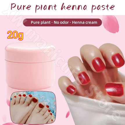 Henna Nail Cream Henna Small Pink Red Can Enjoy Water Long-lasting Color Restraining Plant Powder Healthy Nail Art Red 20g