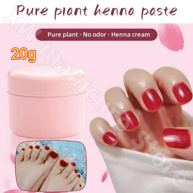 Henna Nail Cream Henna Small Pink Red Can Enjoy Water Long-lasting Color Restraining Plant Powder Healthy Nail Art Red 20g