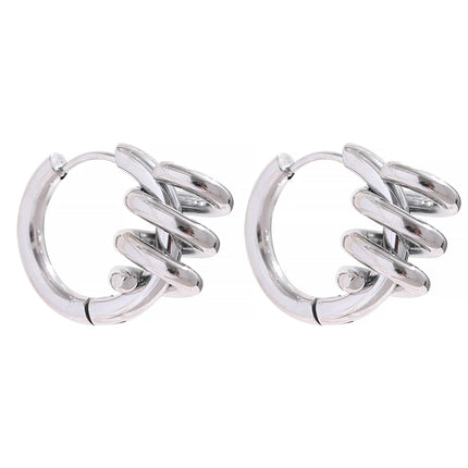 Yhpup Stainless Steel Twisted Hoop Earrings for Women Waterproof PVD Gold Plated Fashion Geometric Metal Jewelry Aretes De Mujer