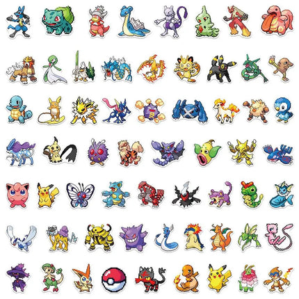 50PCS Cute Pokemon Pikachu Pixel Stickers Cartoon Anime Sealing Decoration DIY Laptop Decals Graffiti Stiker Reward Gift Toy