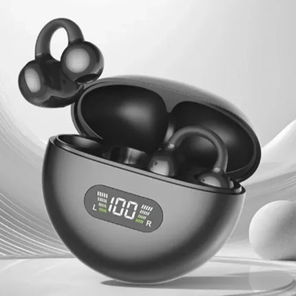 New TWS Bone Conduction Earphones Bluetooth 5.3 Earbuds Clip on Ear Comfortable Sport Digital Display Headsets for smartphones