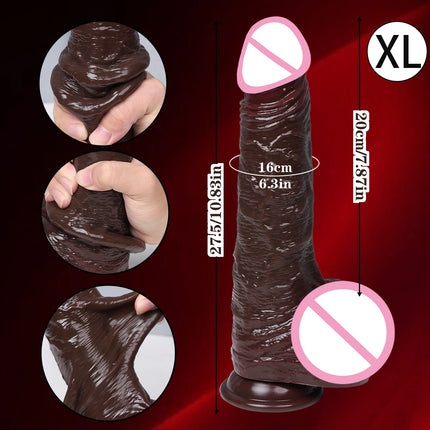 Long Foreskin Dildo Black Soft Lifelike Dildos Realistic Skin Big Silicone Penis Anal Suction Cup Dick Adult Sex toys For Women