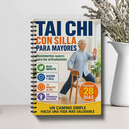 Spanish Version Seated Tai Chi Practice Book for Seniors & Beginners Spiral-Bound Martial Arts Exercise Manual with Progressive