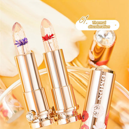 Crystal Petals Color-changing Lipstick Flower Gold Foil Desalination Color Lipstick Soft Delicate Lasting Waterproof Makeup
