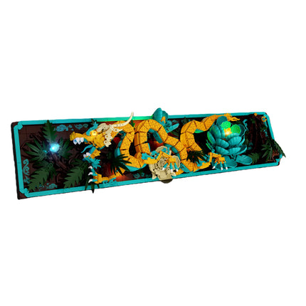 1532PCS Dragon Pattern Wall Stick with Light, Creative Home Decor, MOC Building Blocks Set, Assembled Toy, Adult Birthday Gift