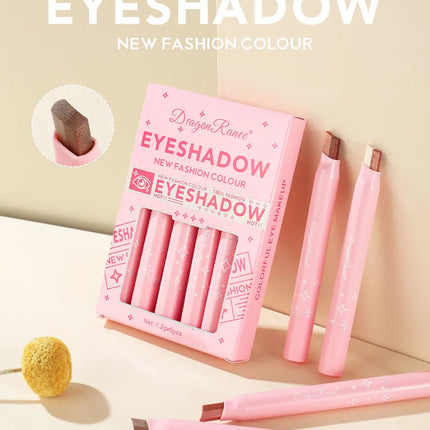 Two-Color Eyeshadow Stick Six-Pack Set Box, Highlighter Eyeshadow Pen, One-Swipe Application, Waterproof, Long-Lasting, Fine and Non-Smudging Eyeshadow Pen